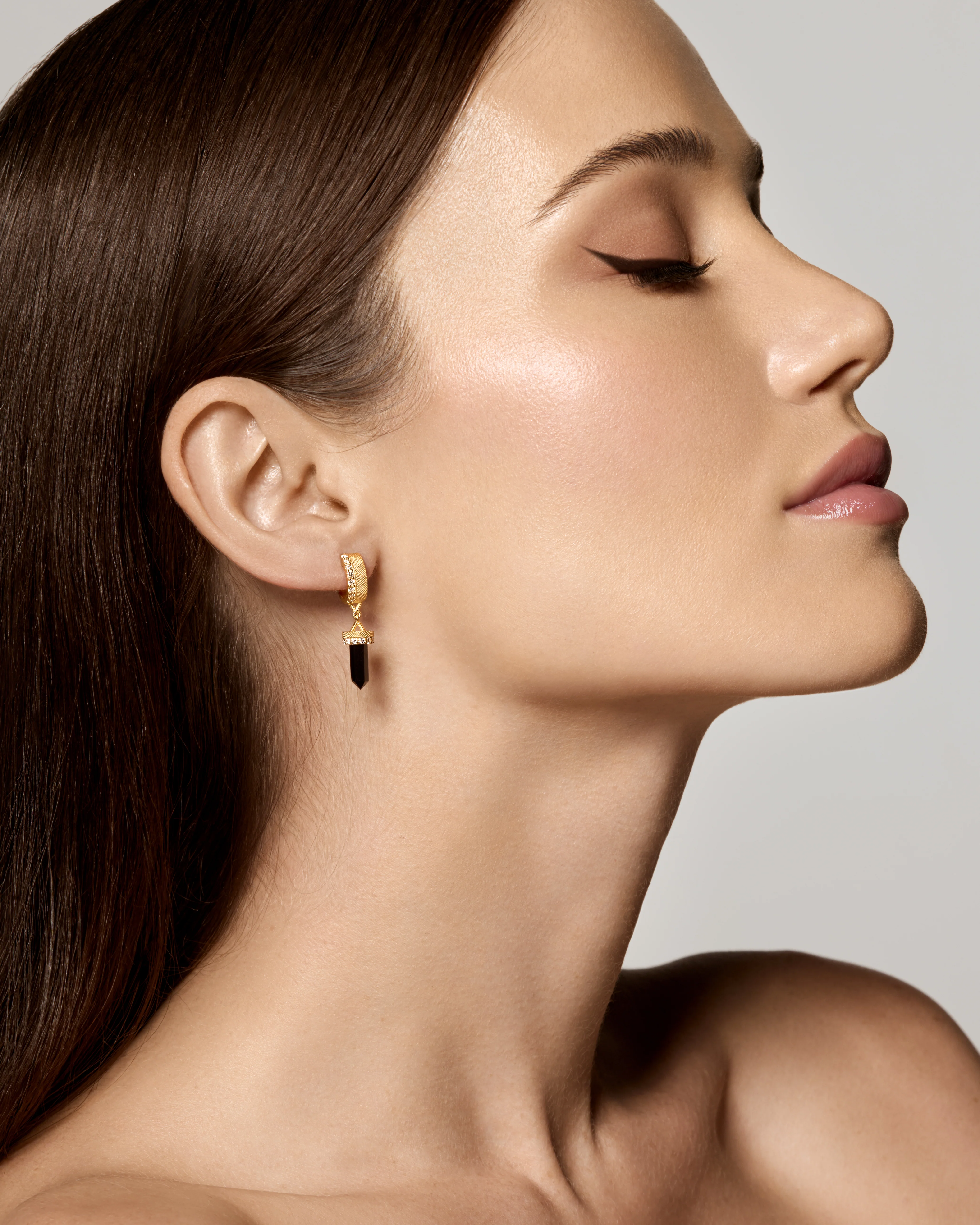 The Nova Black Onyx Diamond Huggies - Image 4