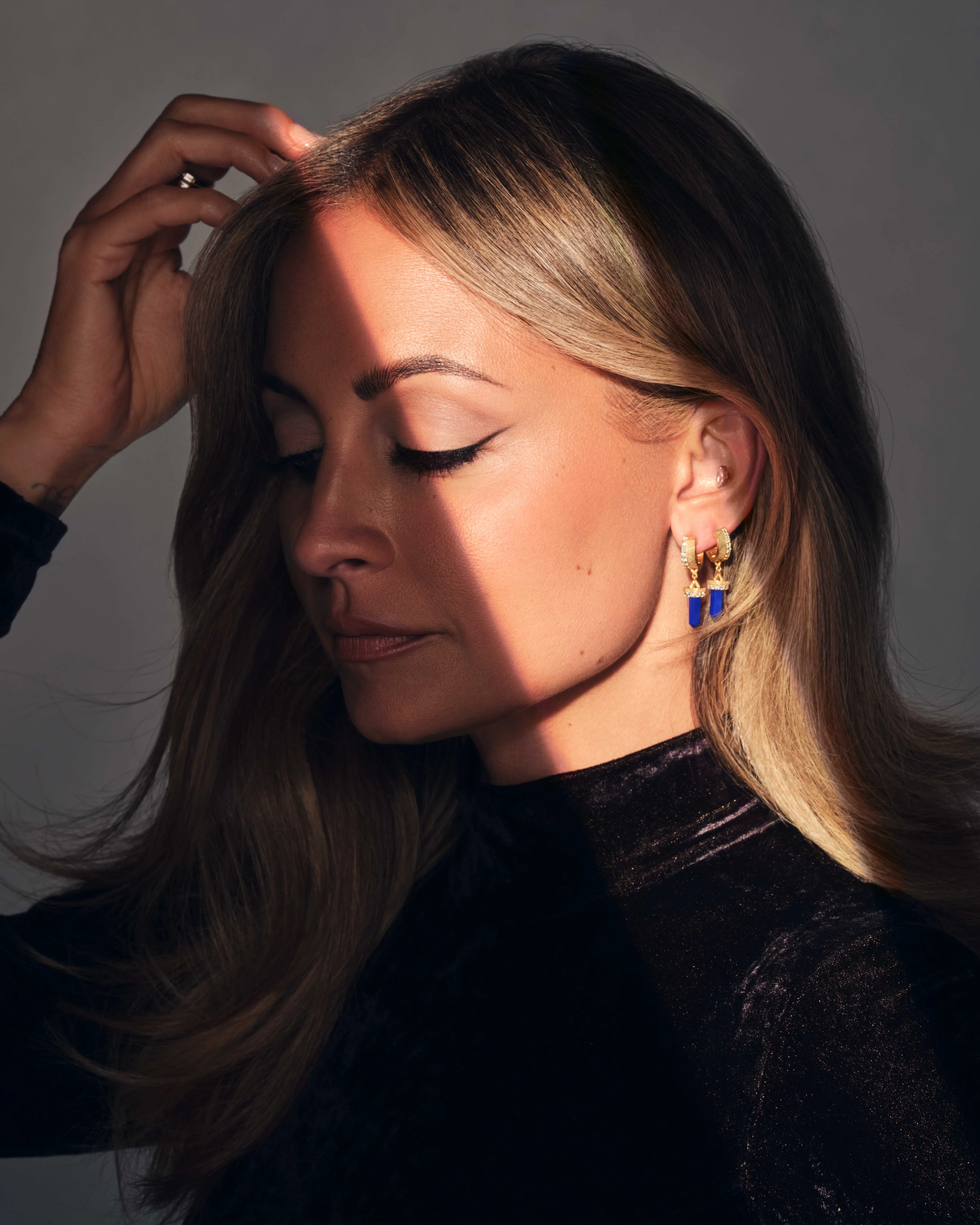 The Nova Blue Lapis Diamond Huggies - Image 4