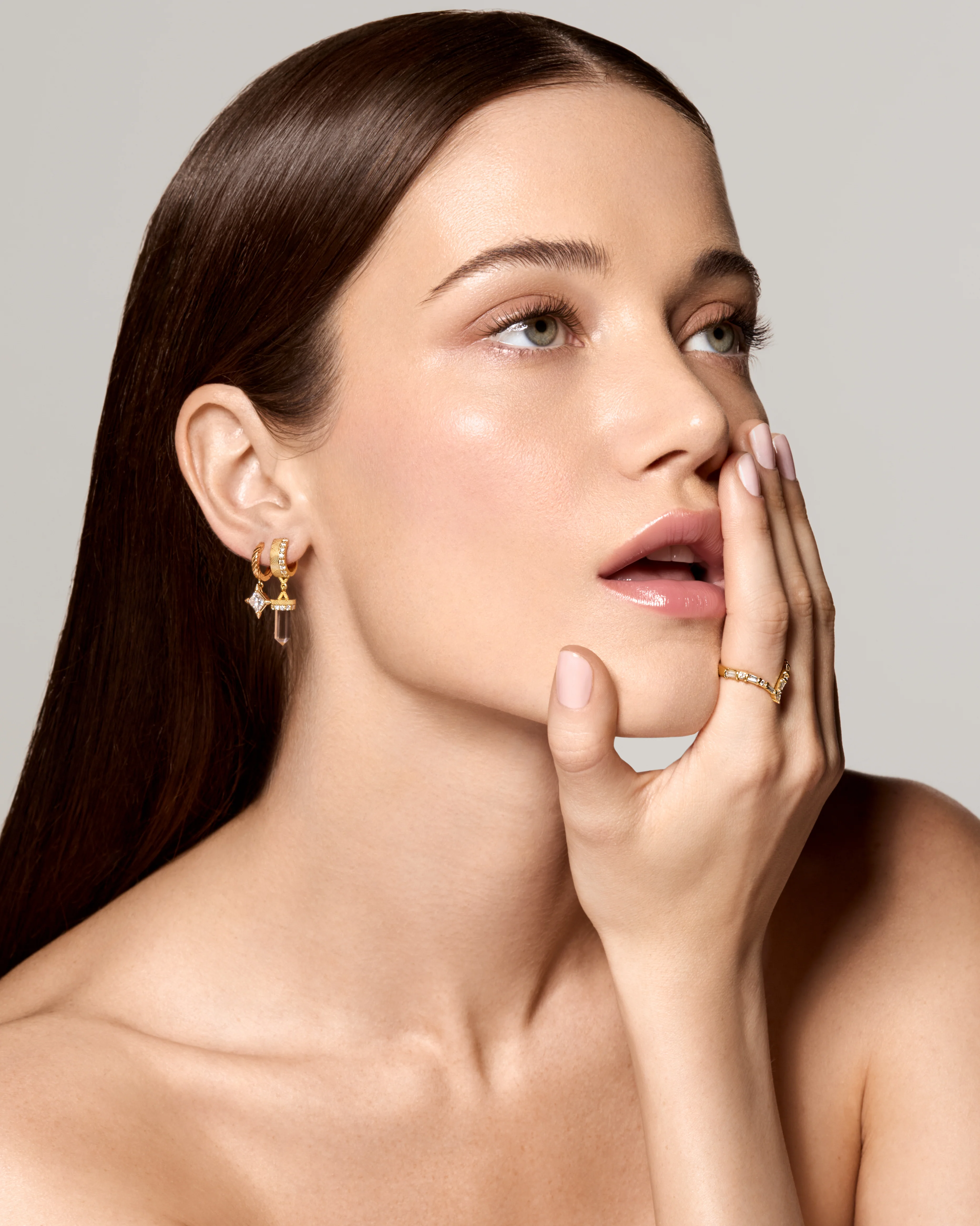 The Nova Clear Quartz Diamond Huggies - Image 4