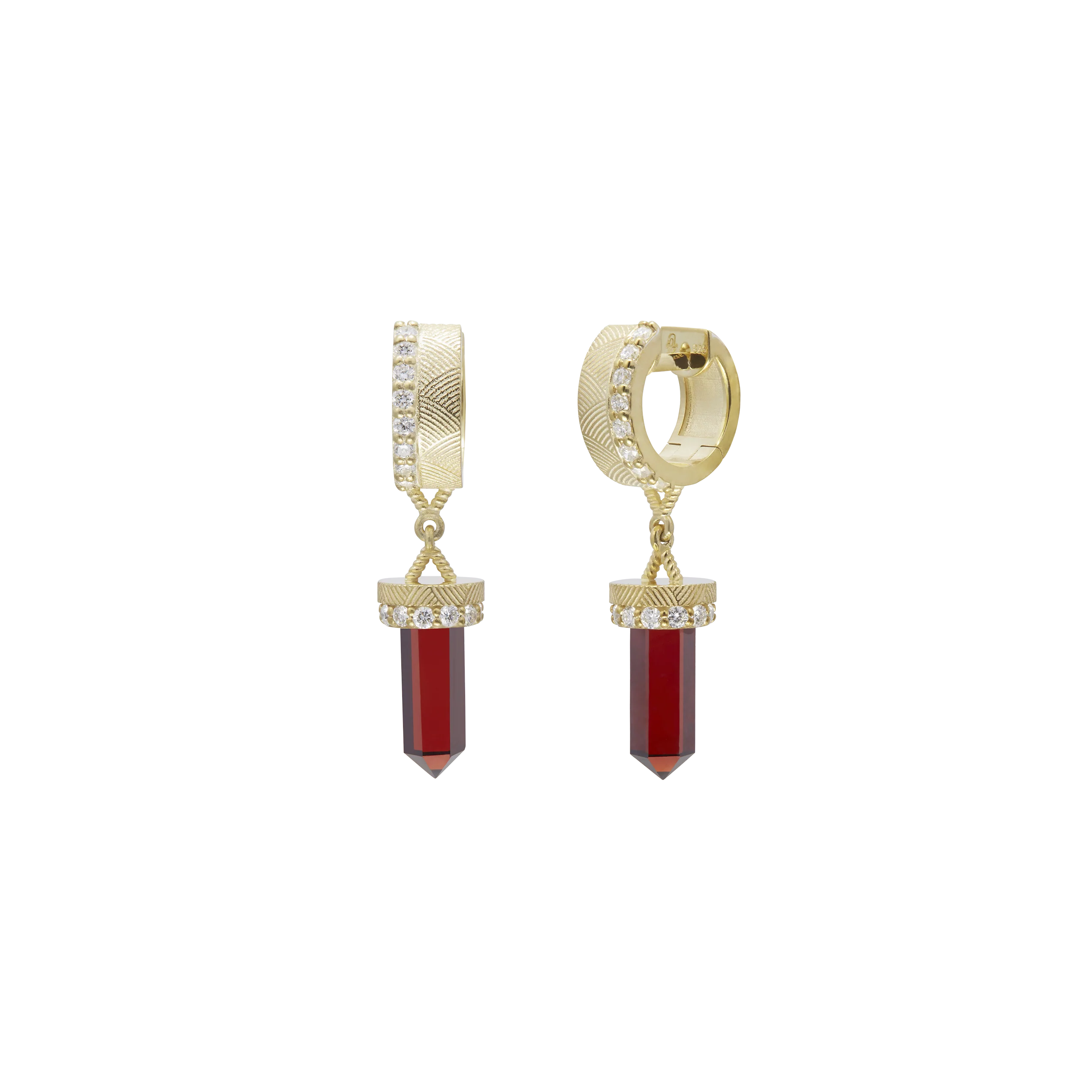 The Nova Garnet Diamond Huggies - Image 5