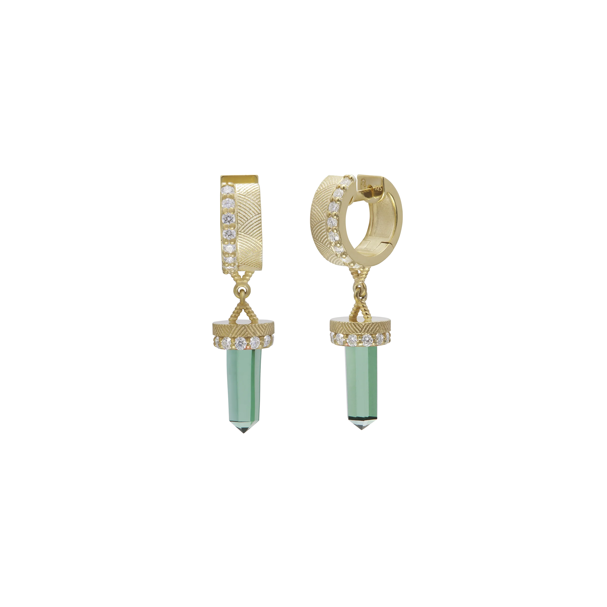 The Nova Green Tourmaline Diamond Huggies - Image 6