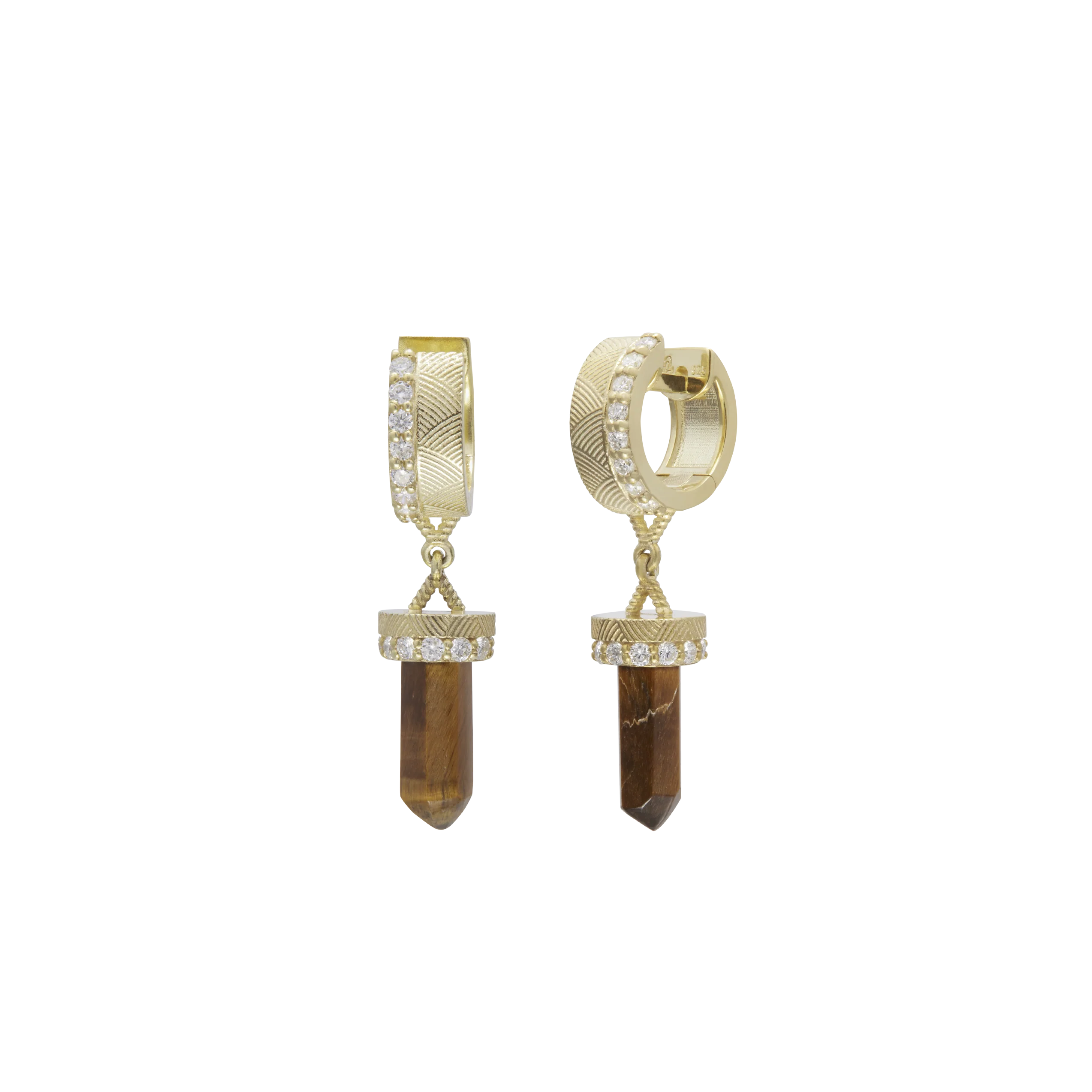 The Nova Tigers Eye Diamond Huggies - Image 3